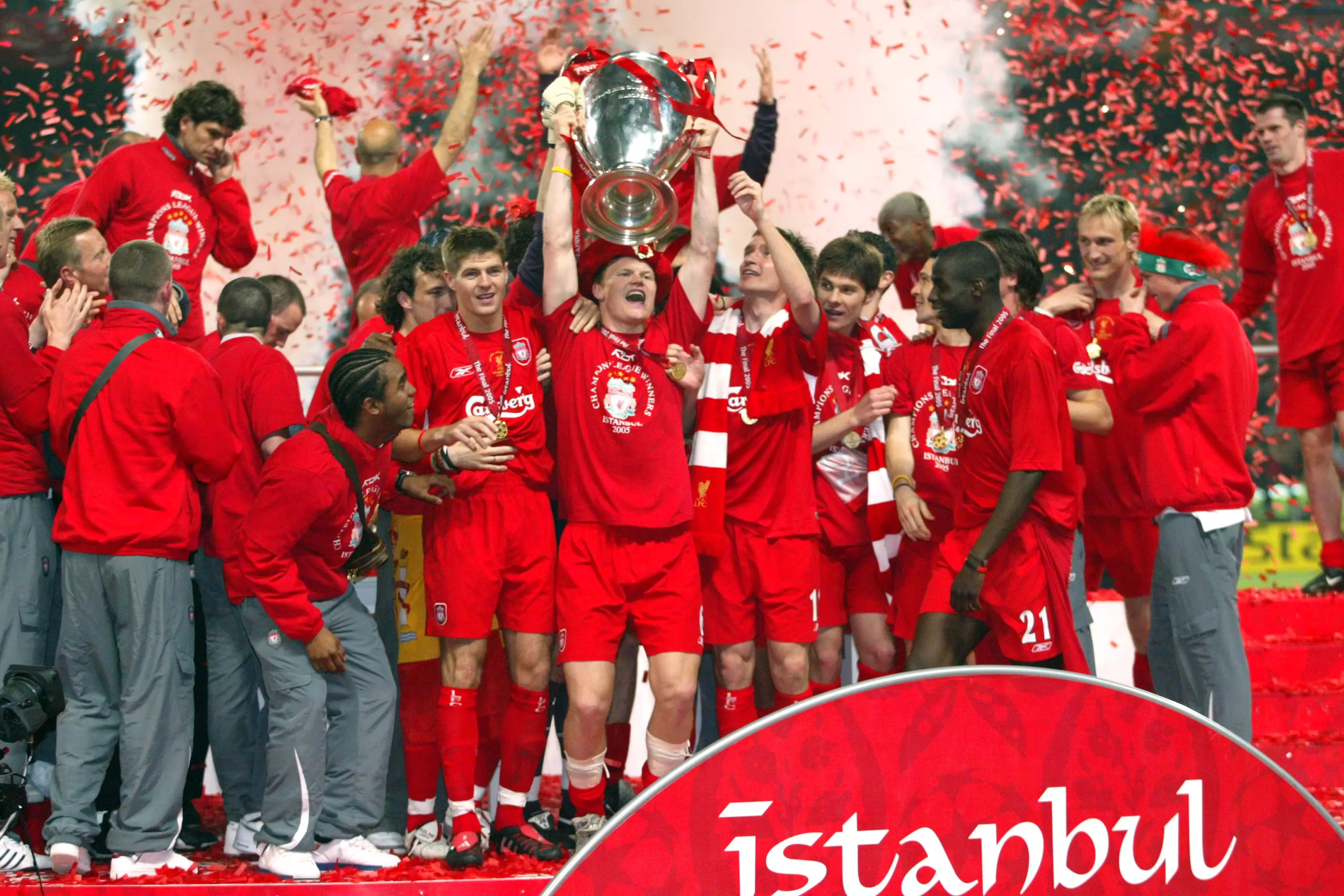 Liverpool on that infamous night in Istanbul. Image: PA Images