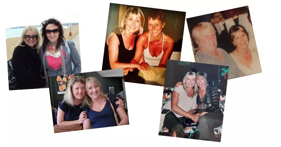 Zara's mum with her friends, clockwise from top left: Alisa, Alison, Ann, Kate and Gill (