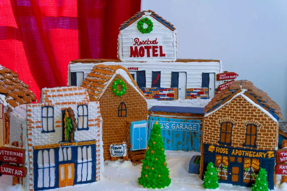 The Schitt's Creek town as depicted in gingerbread (