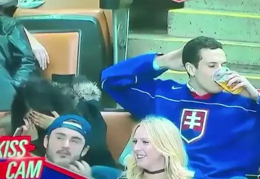 Hockey Fan Chooses His Beer Over Girlfriend On The Kiss Cam