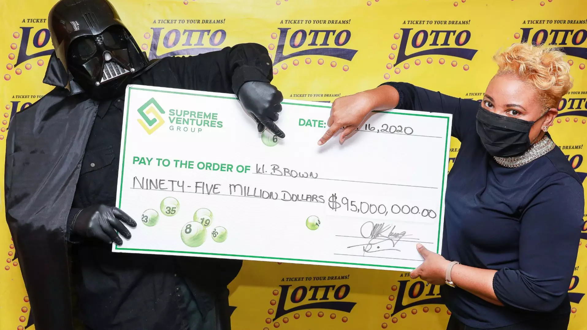 Lottery Winner Dons Darth Vader Outfit To Collect Winnings