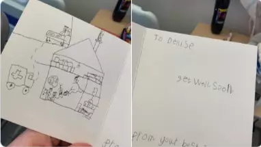 Nine-Year-Old Boy's Drawing In Get Well Soon Card To Neighbour Goes Viral