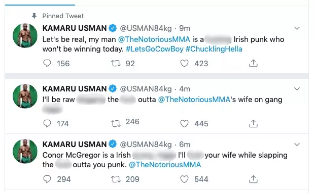 The tweets made by Usman's account.
