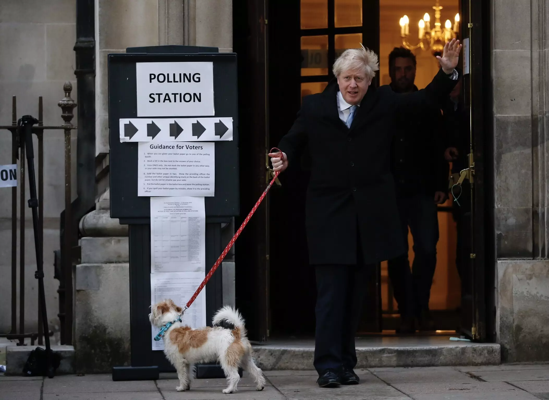 Prime Minister Boris Johnson outside his polling station.