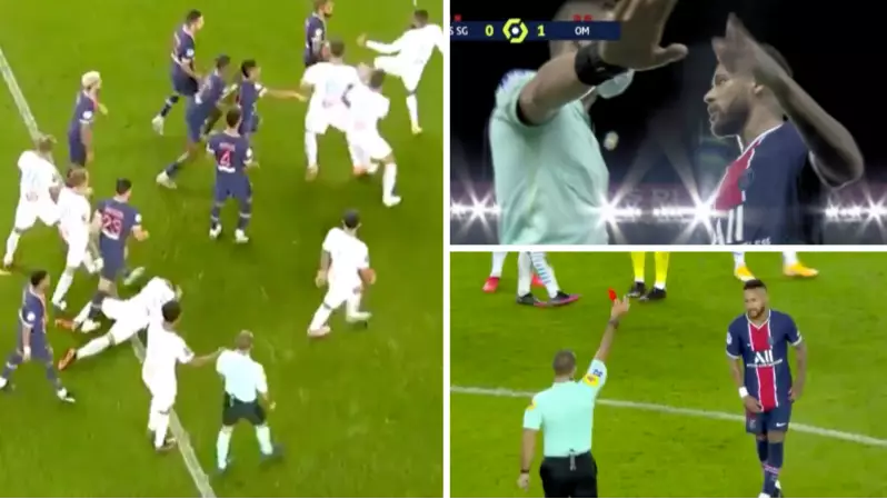 Neymar One Of Five Players Sent Off As PSG-Marseille Descends Into Chaos