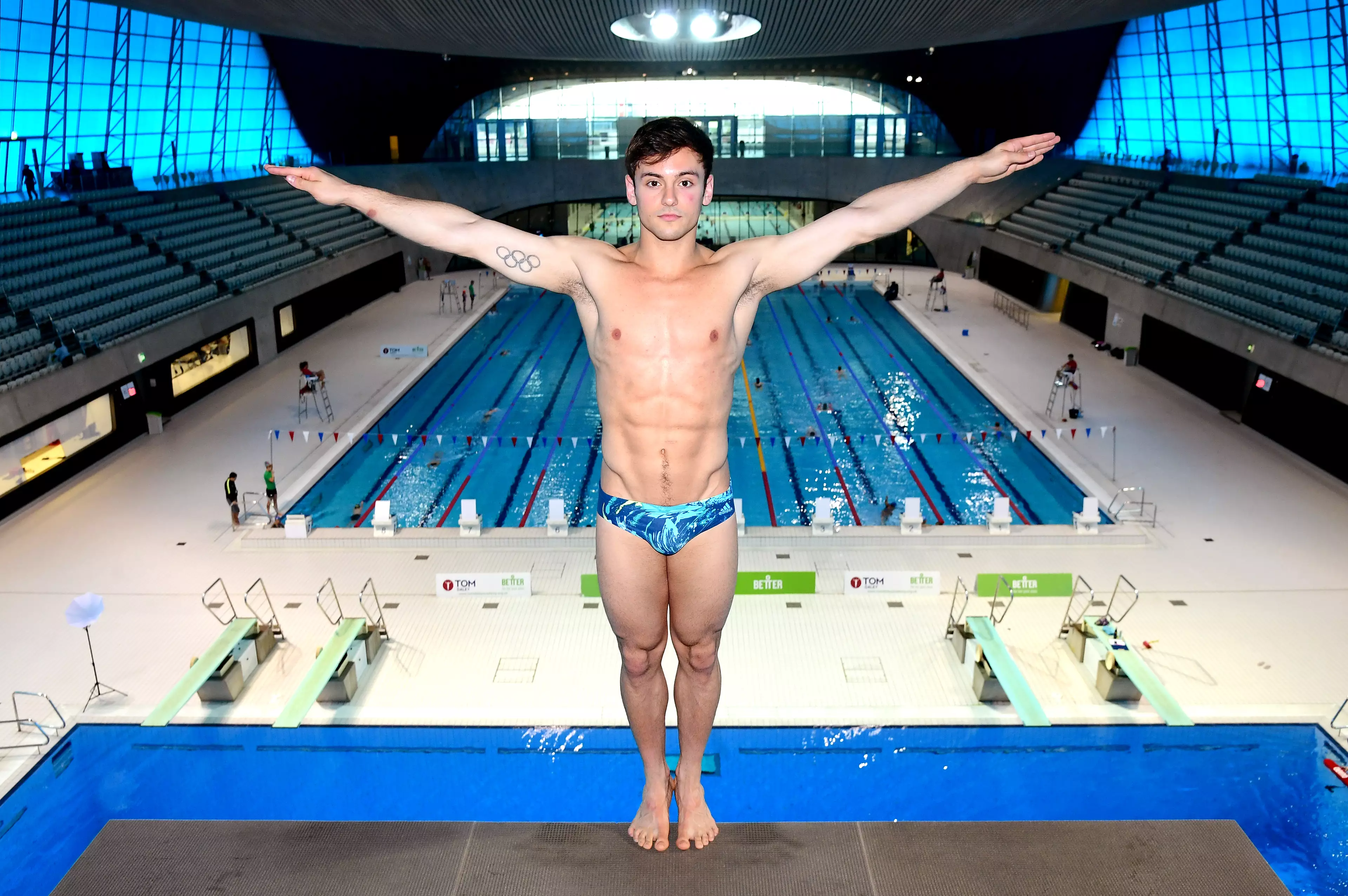 Tom Daley preparing to dive at the Tokyo 2020 Olympics. (