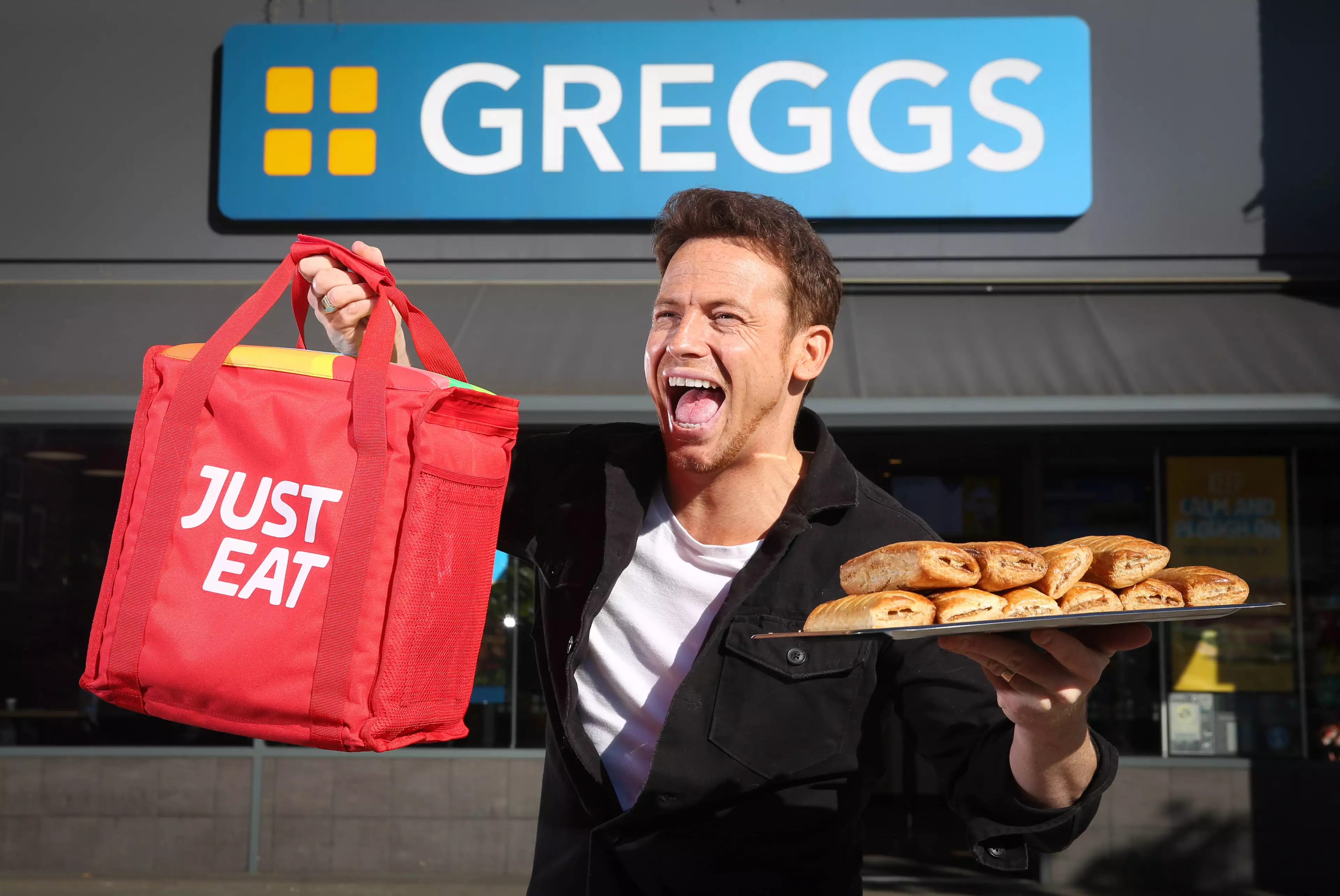 This is the... erm... interesting image Greggs used to announce trial delivery services last year.