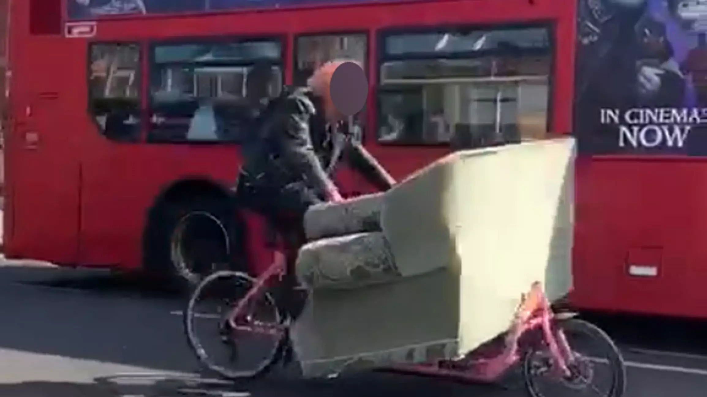 Cyclist Spotted Carrying Six-Foot Sofa On Bike In London
