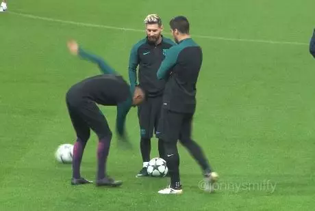 WATCH: Suarez And Messi Wind Neymar Up In Training