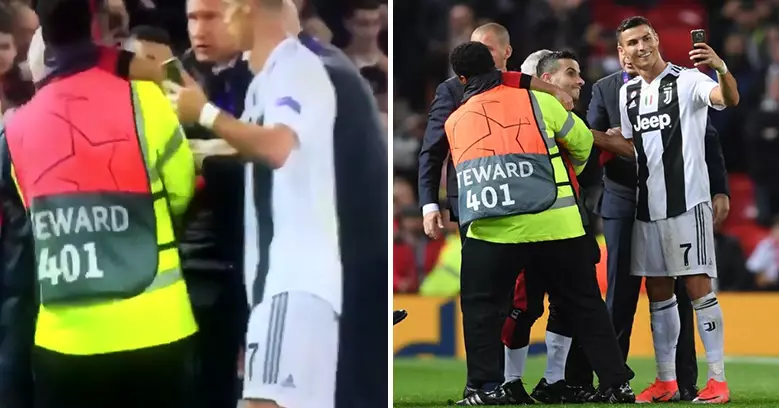 Cristiano Ronaldo Protects Fan From Stewards, Takes His Phone To Get A Selfie