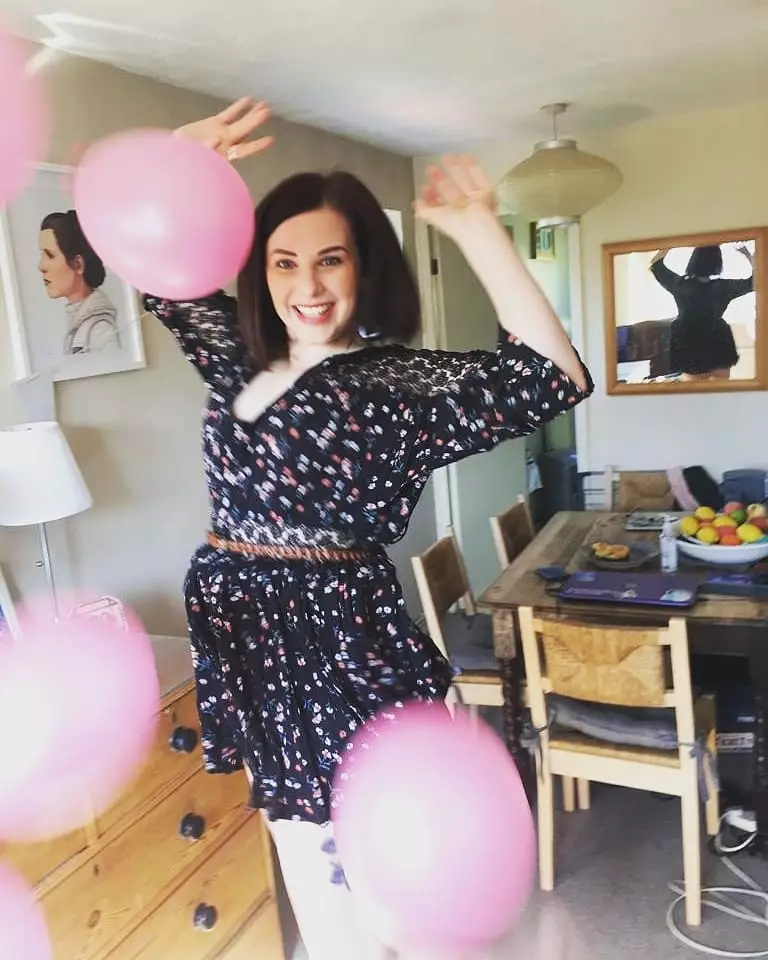 Katie celebrating her 30th birthday in April (