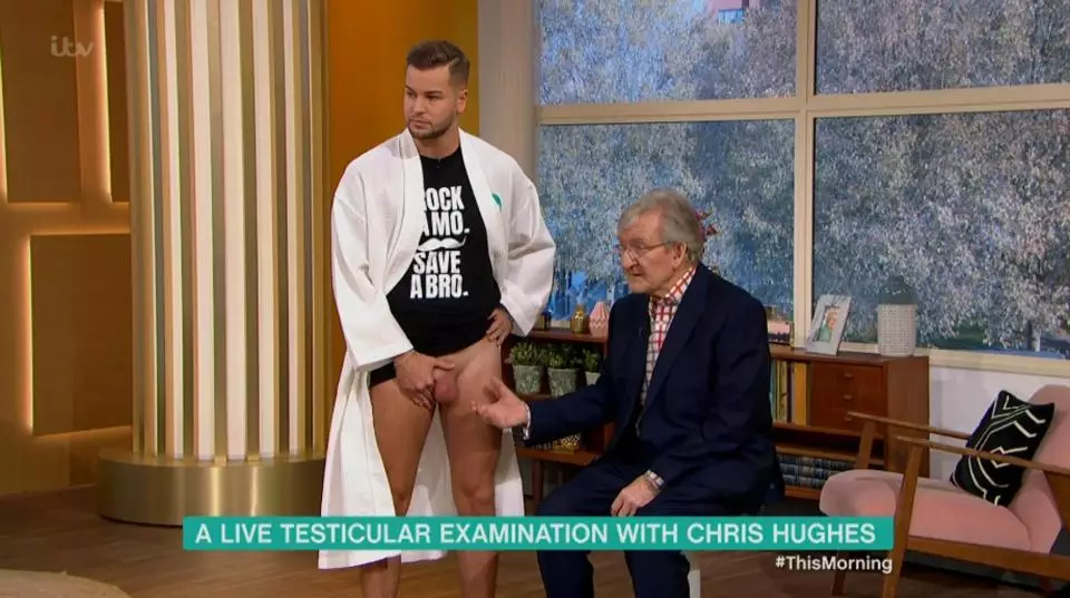 Love Island's Chris Hughes bravely volunteered for a testicle exam.