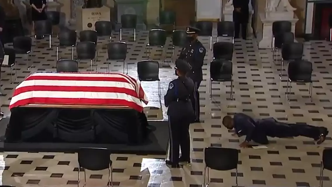 Ruth Bader Ginsburg's Personal Trainer Does Push-Ups In Front Of Casket