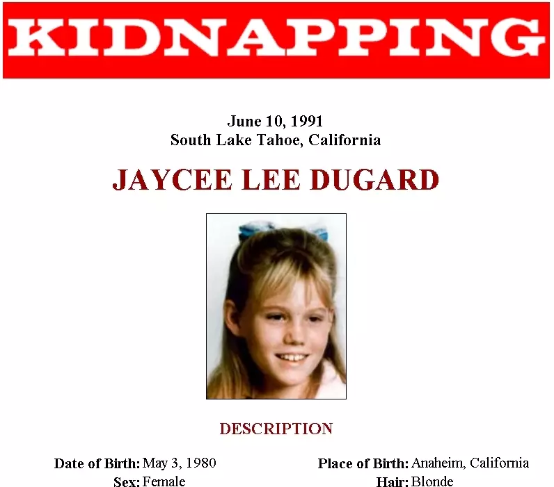 An FBI handout from 1991 about Jaycee Dugard's kidnapping.