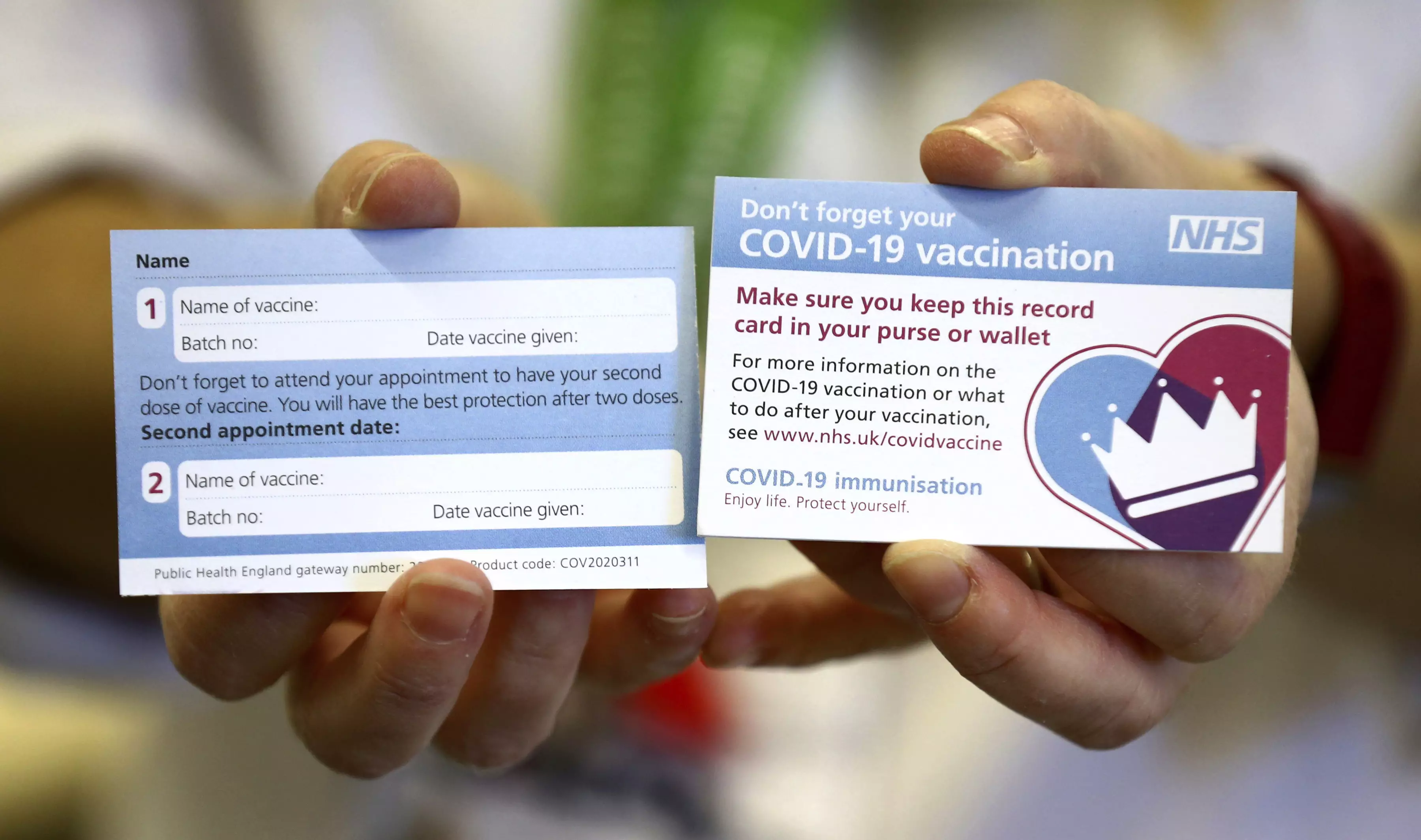 The card people will be given after receiving the coronavirus vaccine.