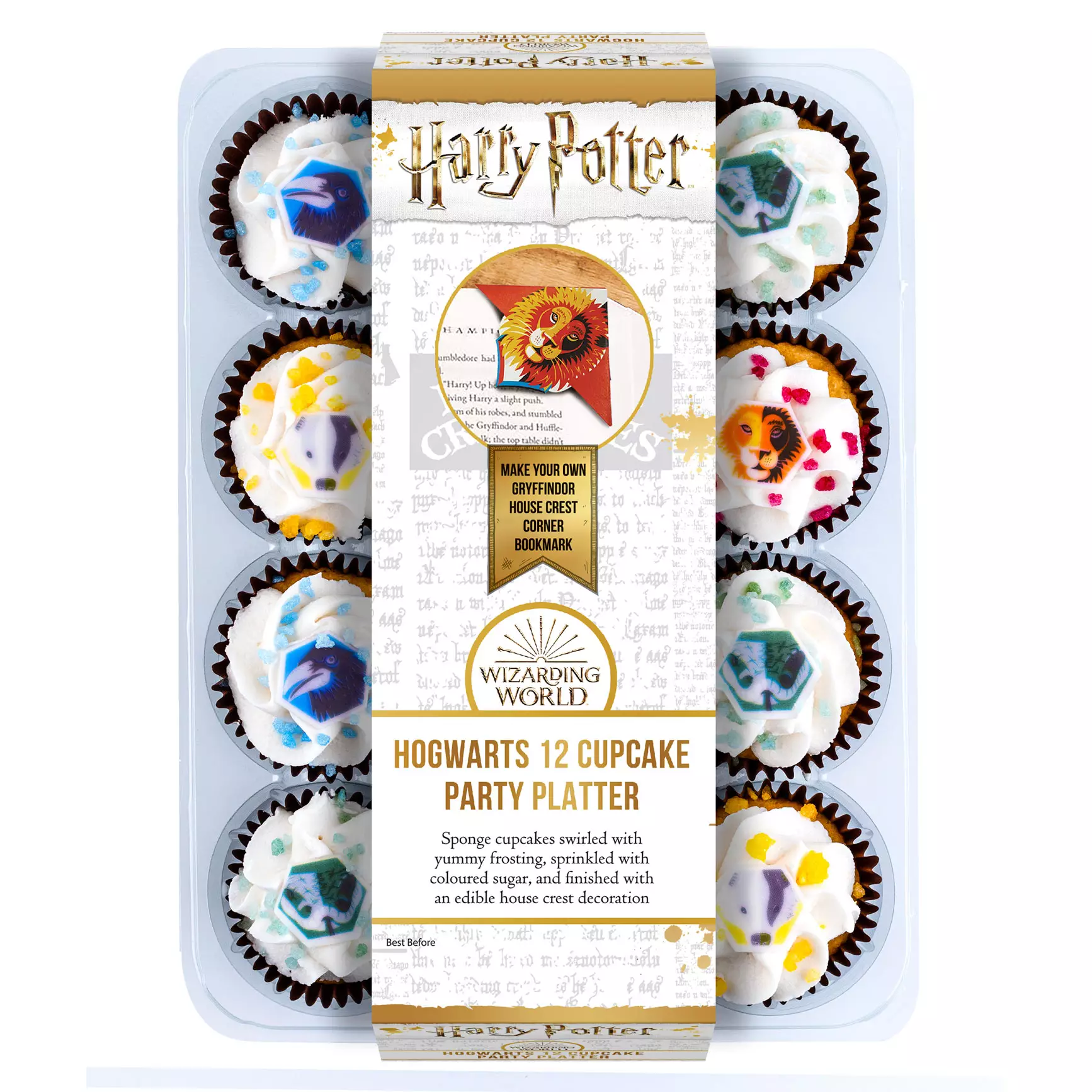12 pack of Harry Potter Cupcakes with the 4 House Crests- RRP £7