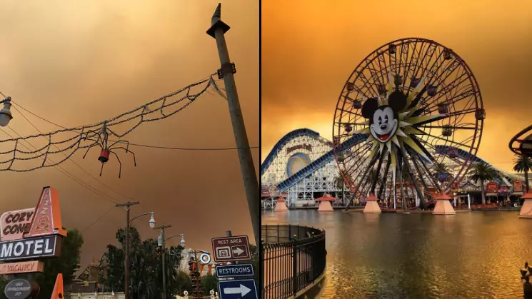 Disneyland Casts An Eerie Picture As Wildfires Blow Across California