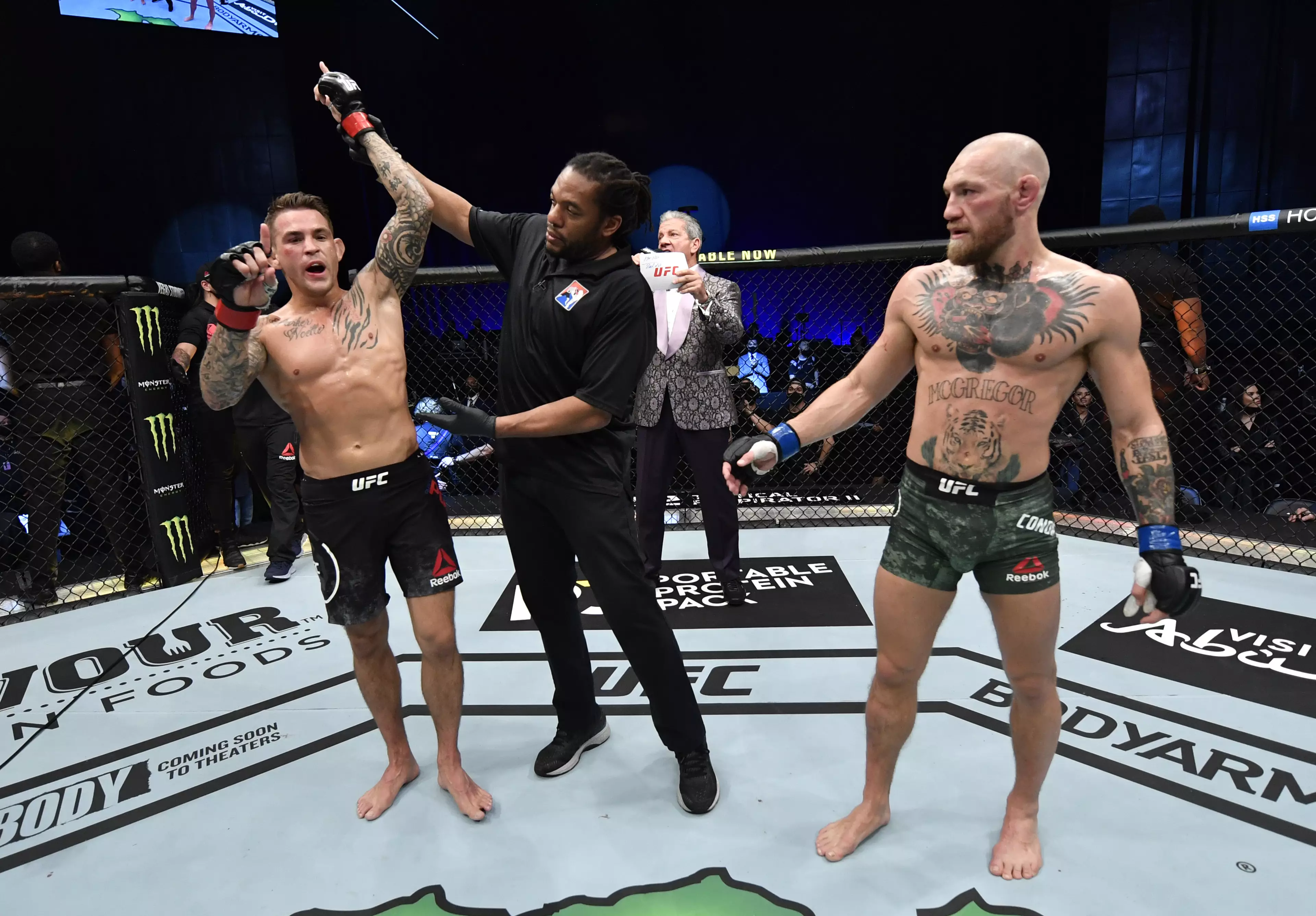 Poirier has his hand raised at the end of the fight. Image: PA Images