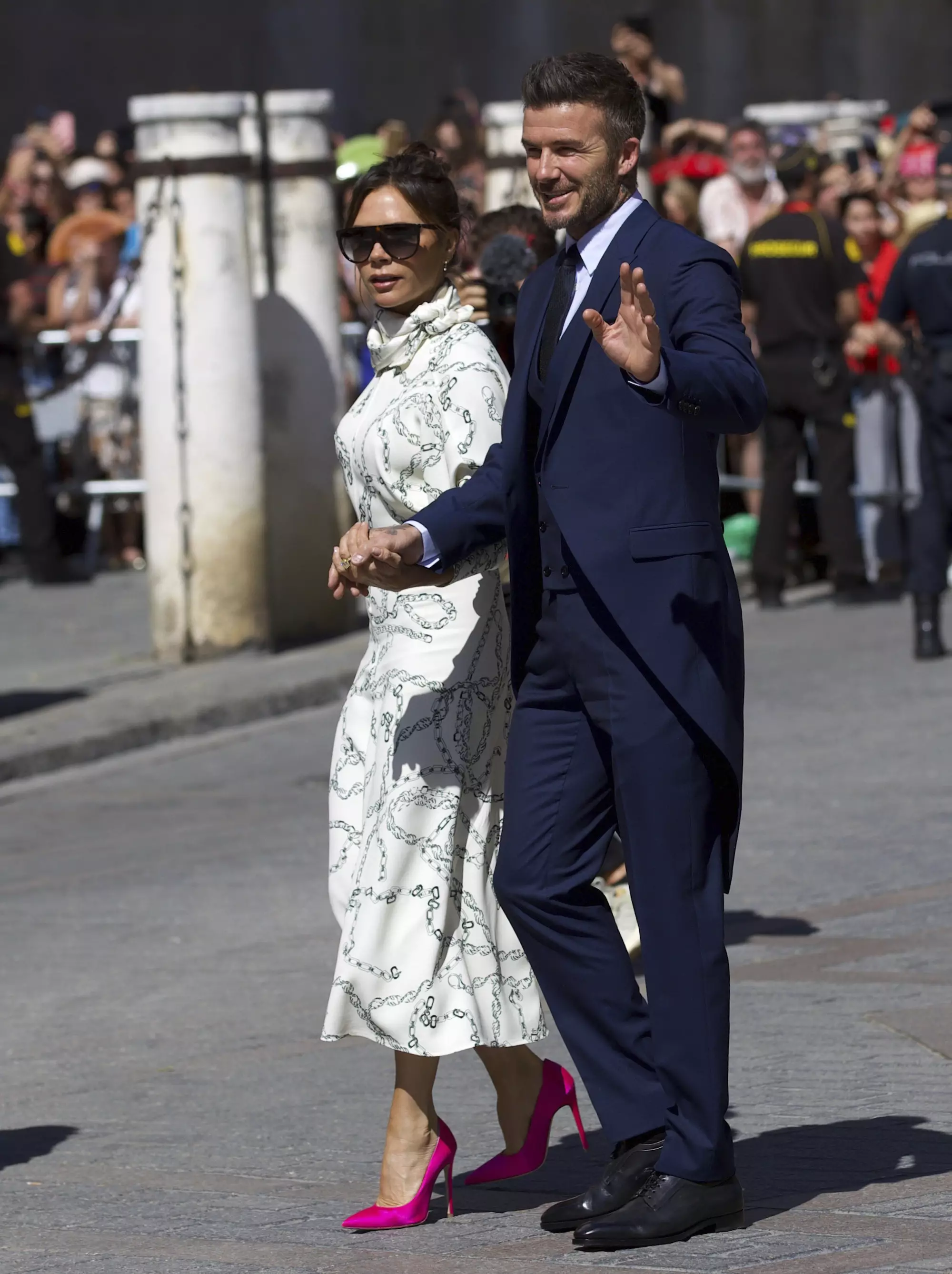 Victoria, pictured with husband David, attended Sergio Ramos wedding over the weekend.