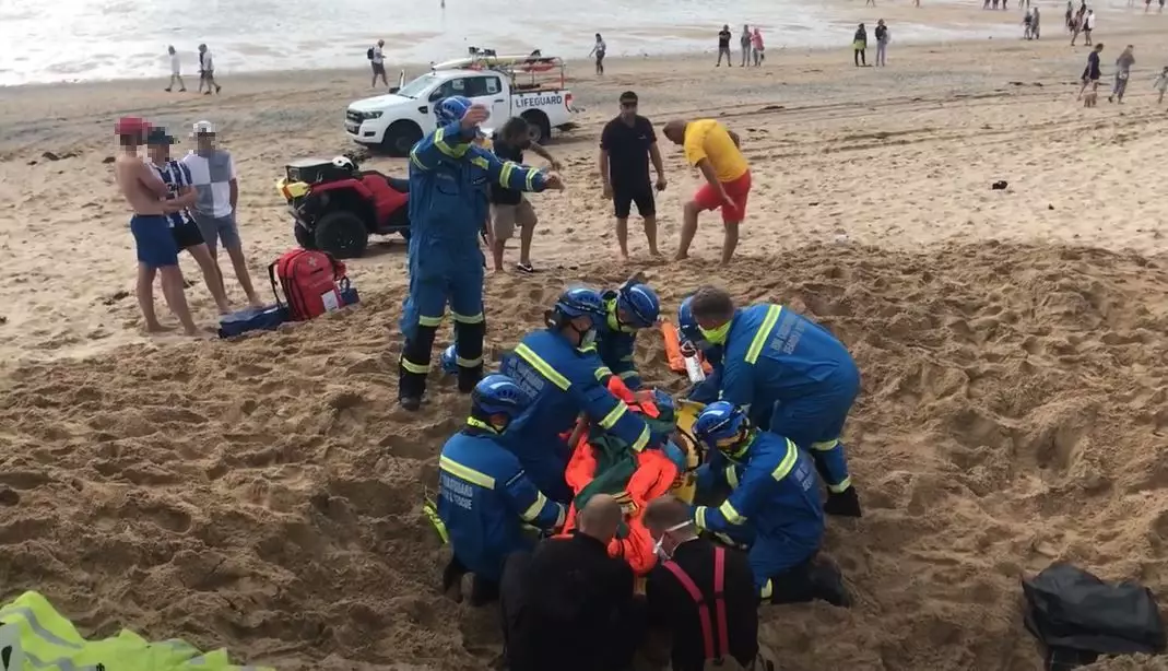 Luckily, emergency services and fellow beachgoers were able to dig the man out.