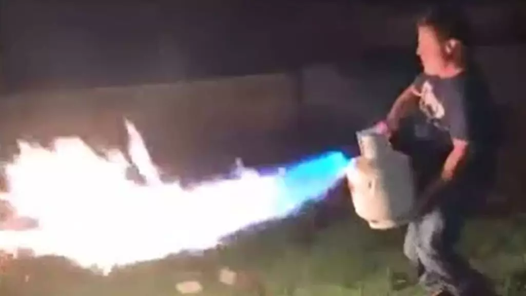 Man Slammed For Using Gas Bottle As Flamethrower To Start His Barbecue