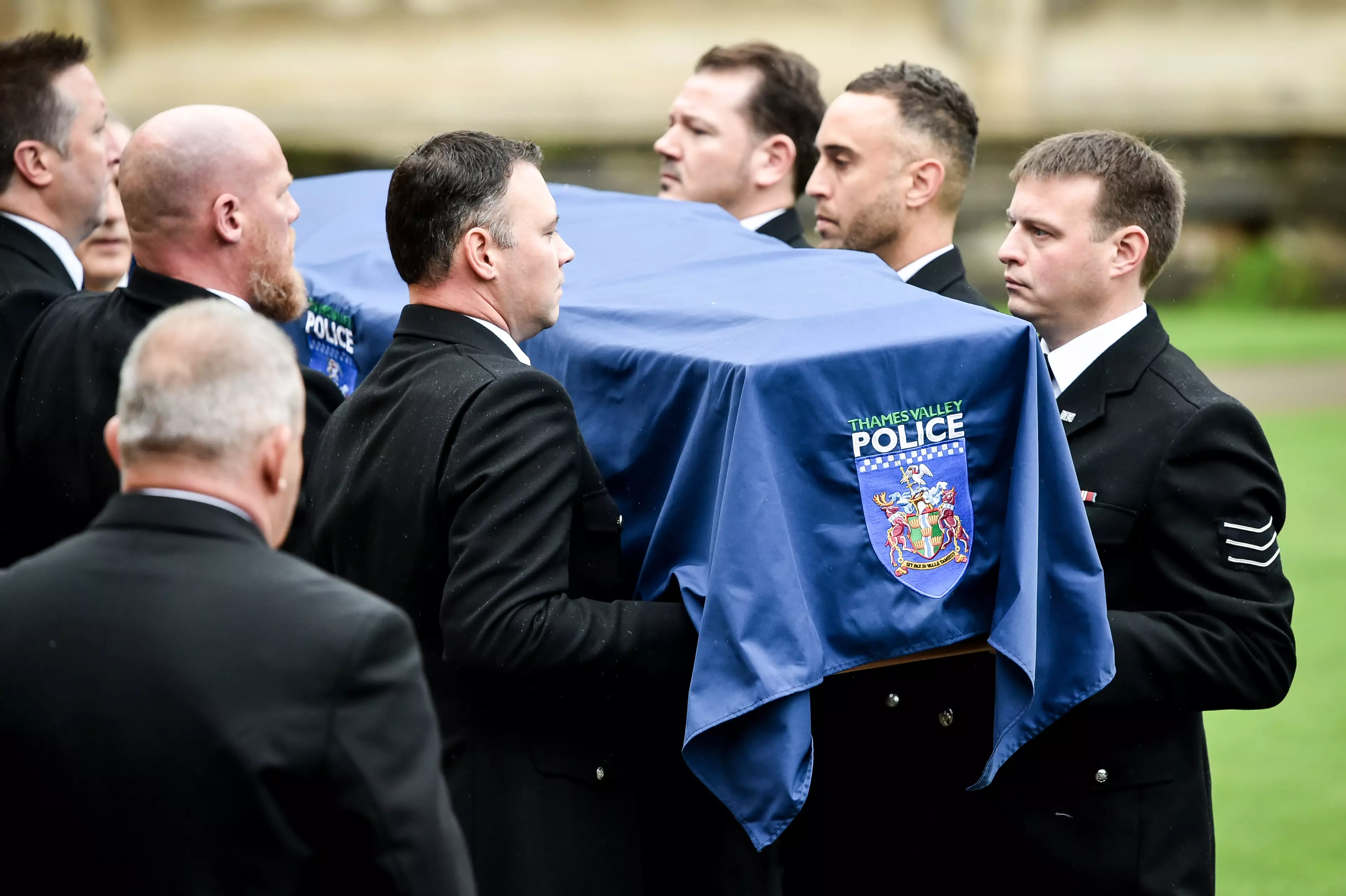 Pallbearers carry the coffin of PC Andrew Harper, 14th October. (