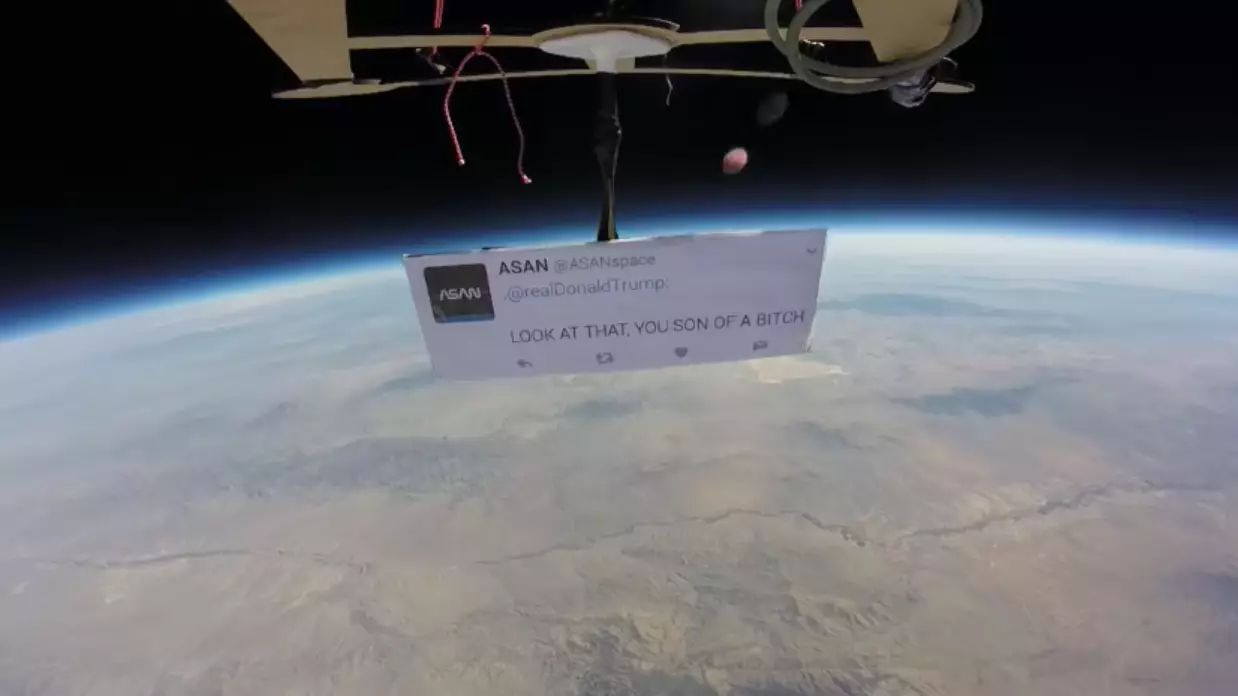 Indie Space Agency Holds Anti-Trump Protest 90,000 Feet Above Earth