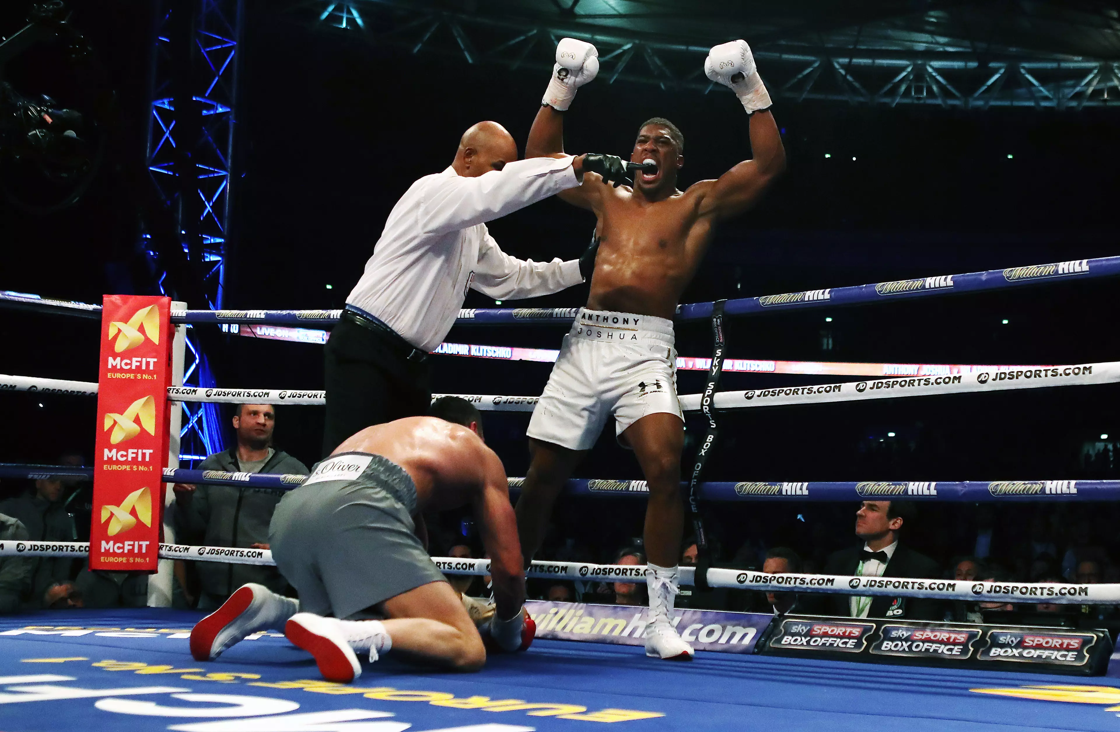 AJ beat Klitschko just six days after Palace's win against Liverpool. Image: PA Images