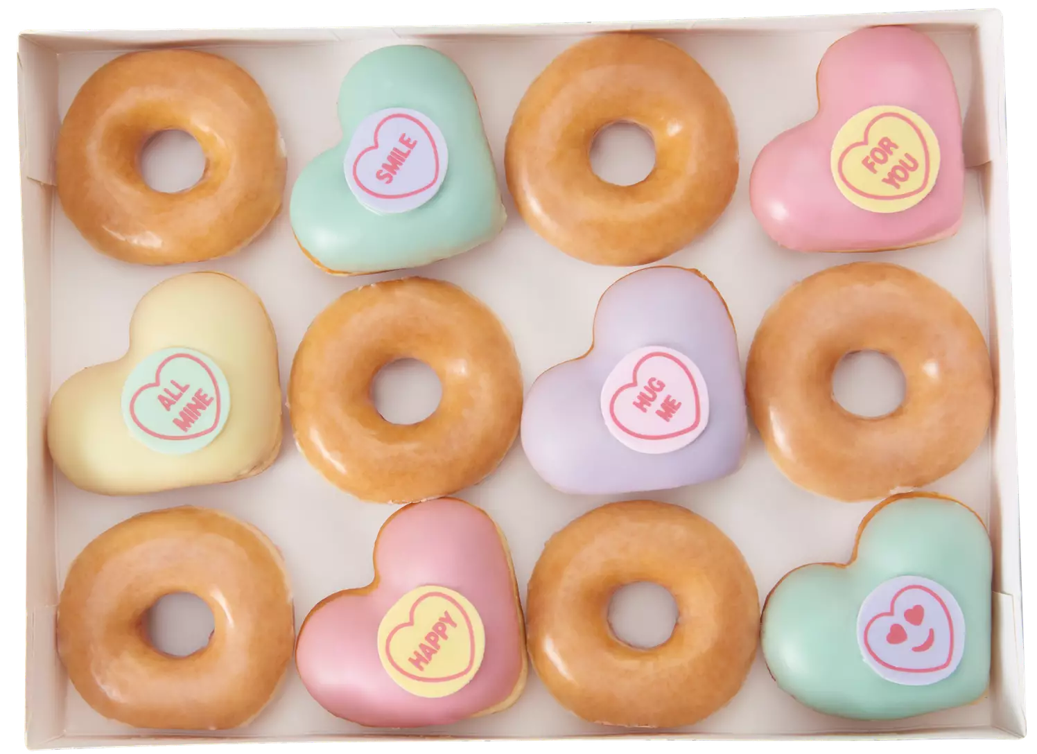 You can get the doughnuts as part of a Valentine's Dozen (