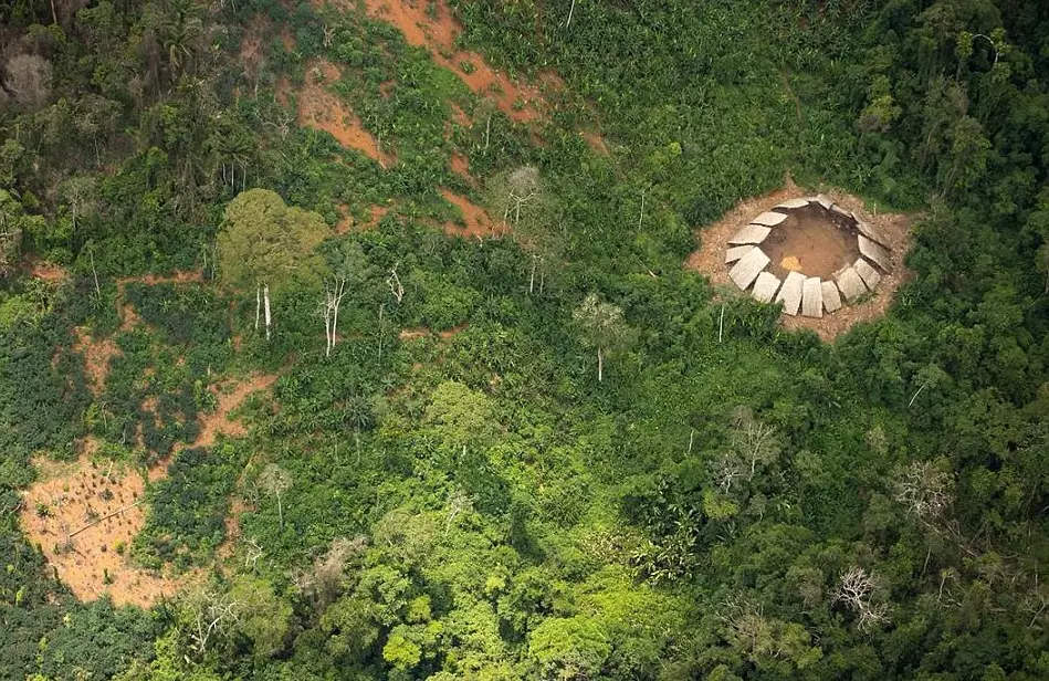 Uncontacted Amazon Tribe Stare In Amazement As Plane Flies Over Them