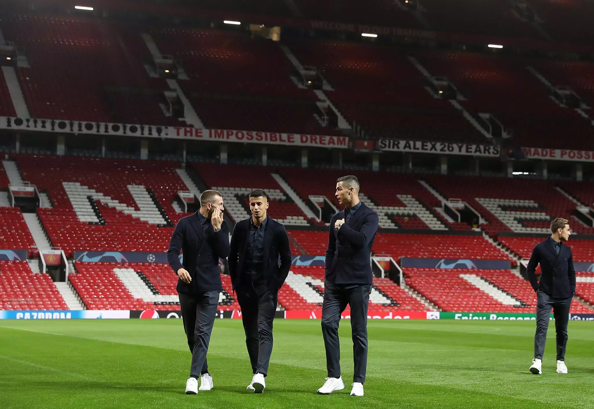 Ronaldo takes a stroll on the Old Trafford pitch. Image: PA