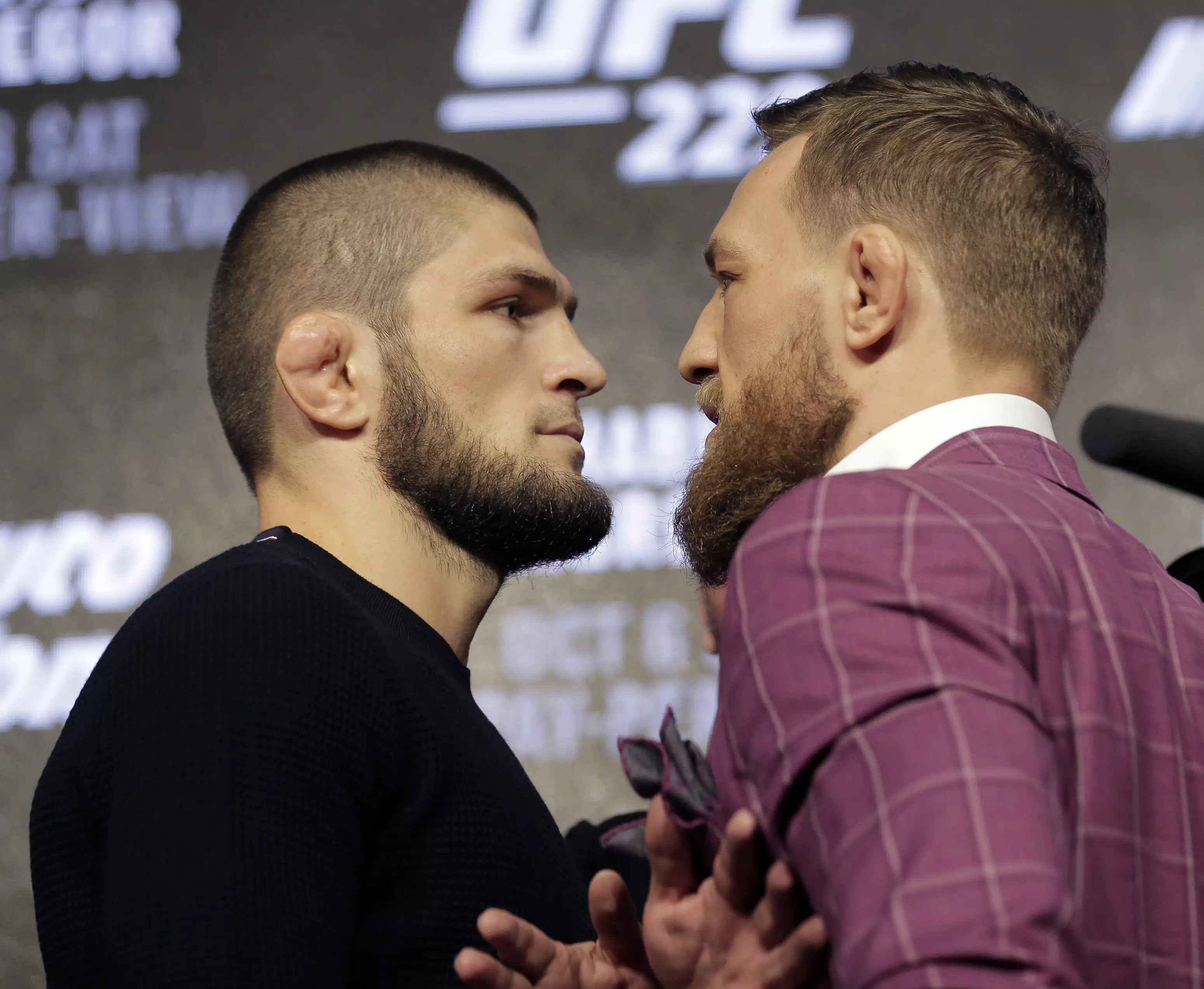 Khabib and McGregor come face to face. Image: PA Images