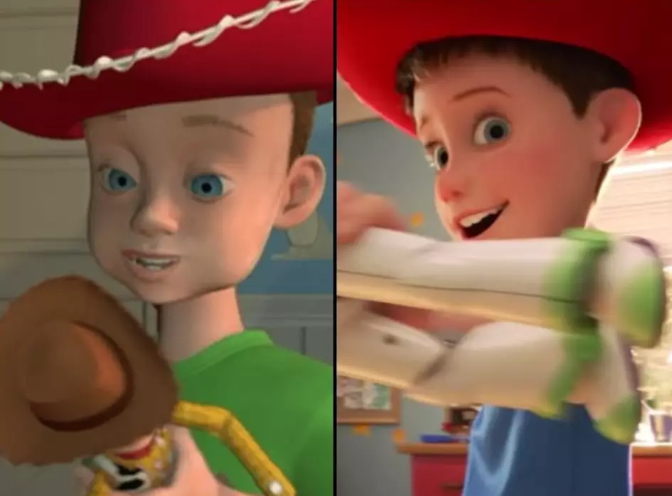 OG Andy (L) and Toy Story 4's 'Andy' (R).