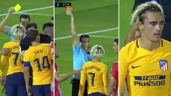 WATCH: Antoine Griezmann Receives Two Yellow Cards In Three Seconds In Bizarre Incident