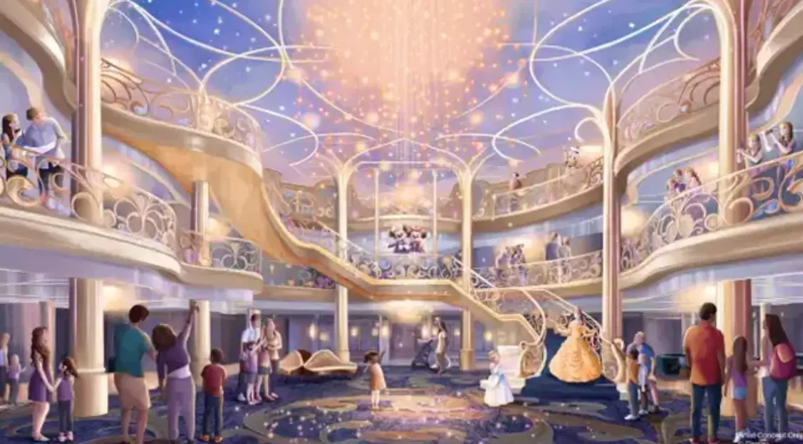 The concept art of the Grand Hall shows what it will look like filled with guests (