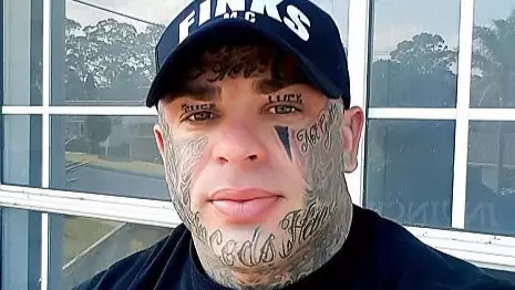 Aussie Bikie With Face Tattoo Saying 'Not Guilty' Sentenced To 3 Years In Jail