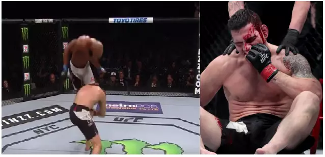WATCH: Yoel Romero Deliver Vicious Flying Knee On Chris Weidman At UFC 205