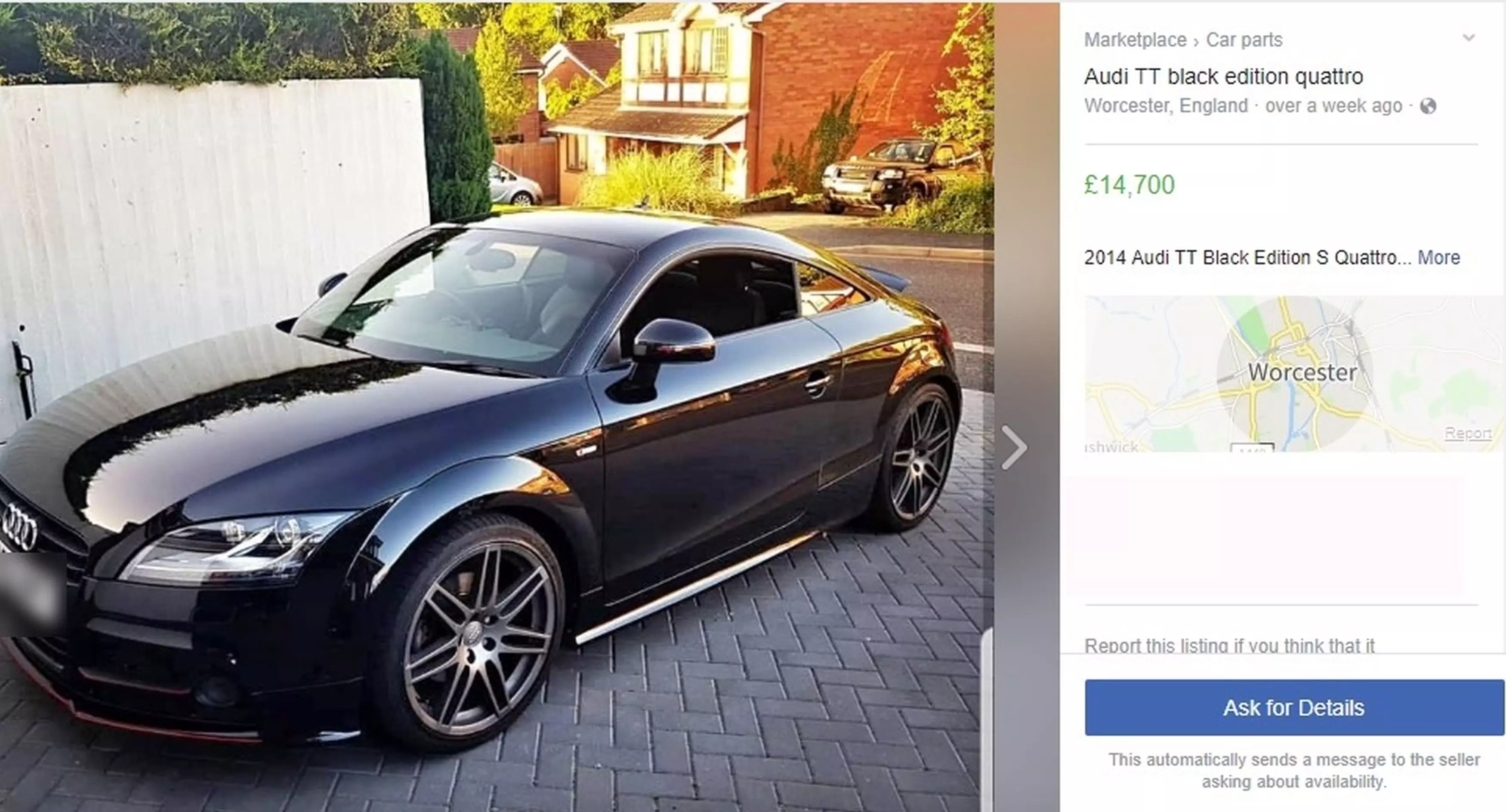 The anonymous bidder offered £9,000 less than the asking price for the Audi TT.