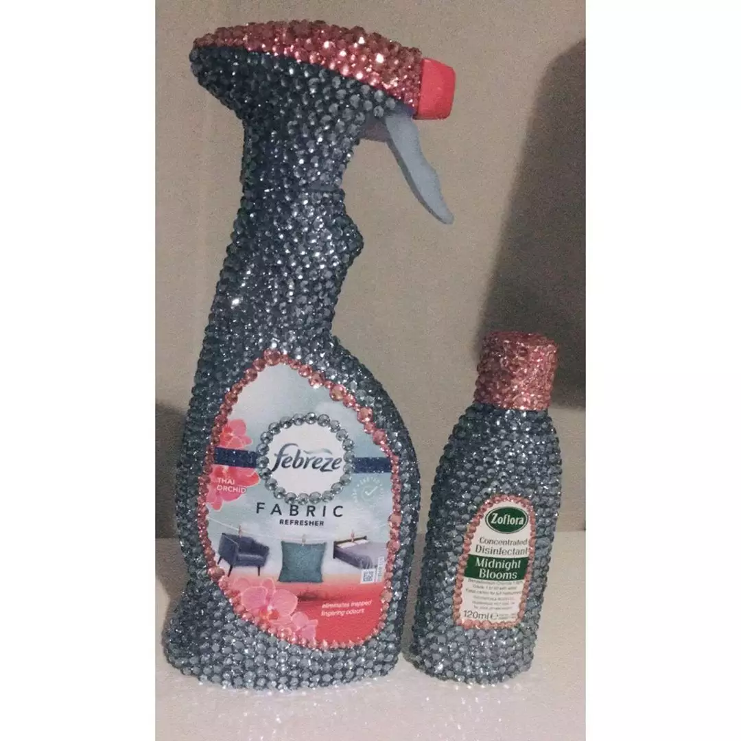 Lover of glitz @BlingThing_x coated her Febreeze bottle in candy coloured rhinestones (