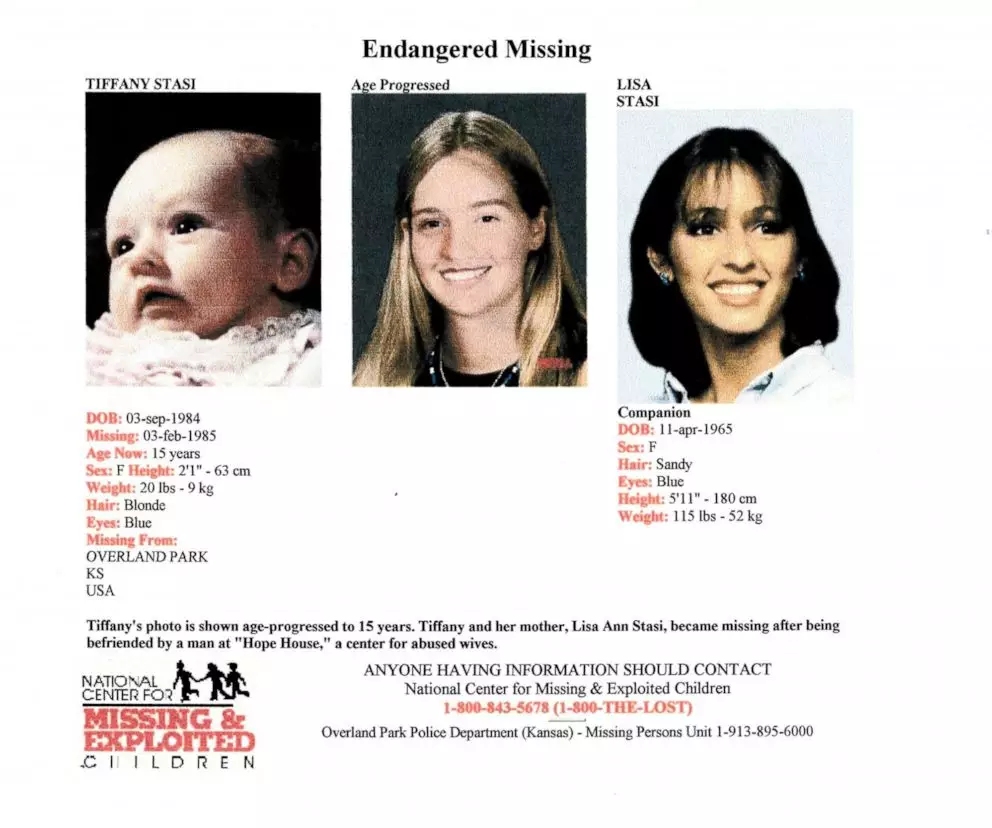 Lisa Stasi and Tiffany Stasi (who had her name changed to Heather Robinson) were reported missing in 1985.