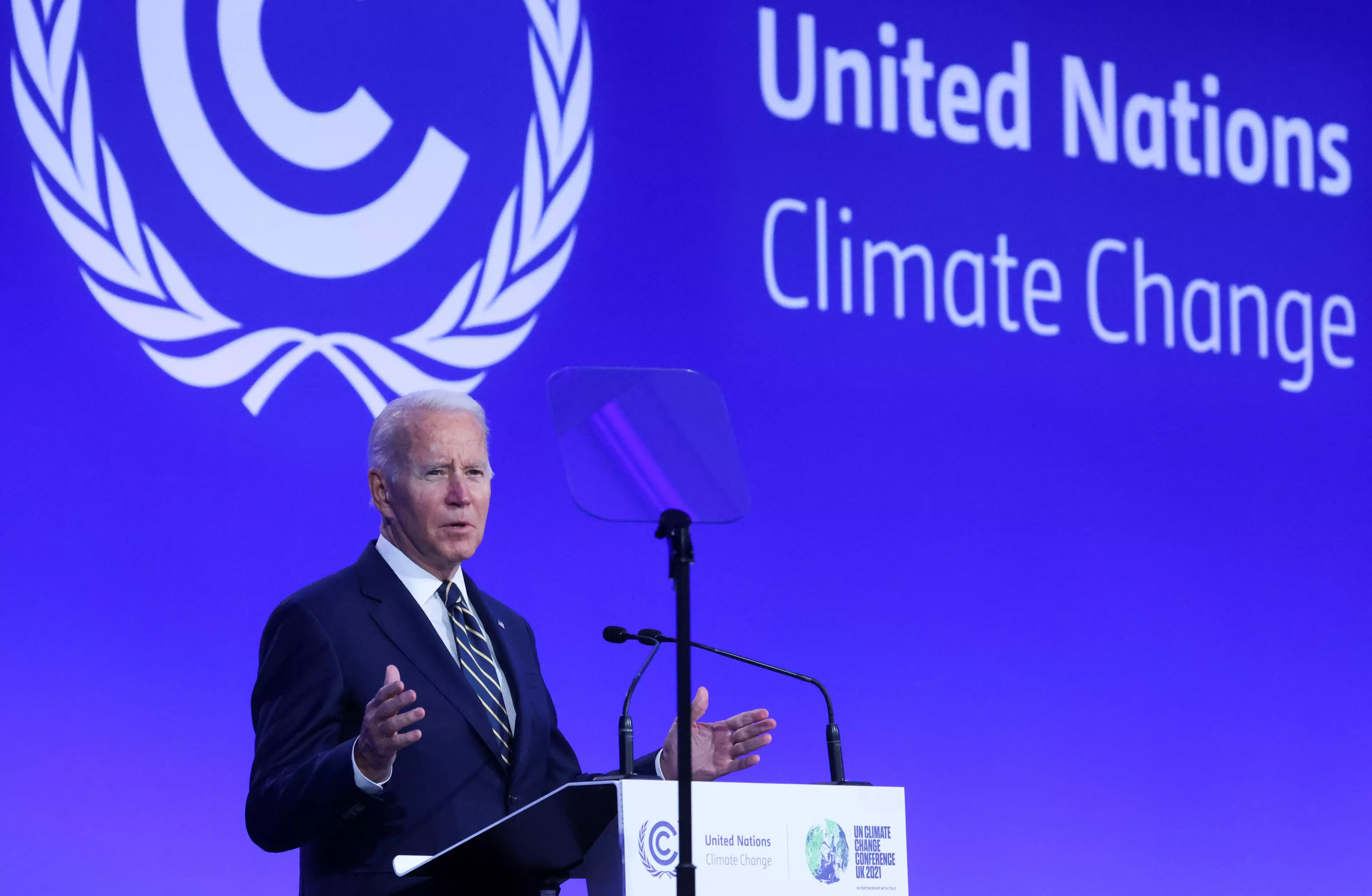 Biden urged world leaders to 'get to work' tackling climate change.
