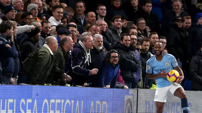 Chelsea fans abuse Sterling. Image: PA Images