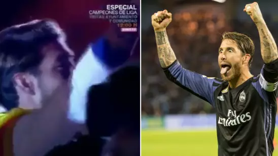 WATCH: Sergio Ramos Absolutely Ruins Gerard Pique During Real Madrid Victory Parade 