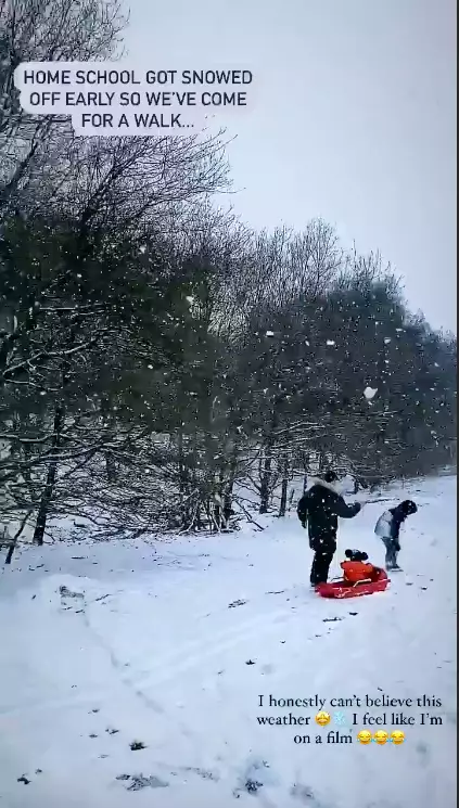 Stacey posted snaps of her family playing in the snow (