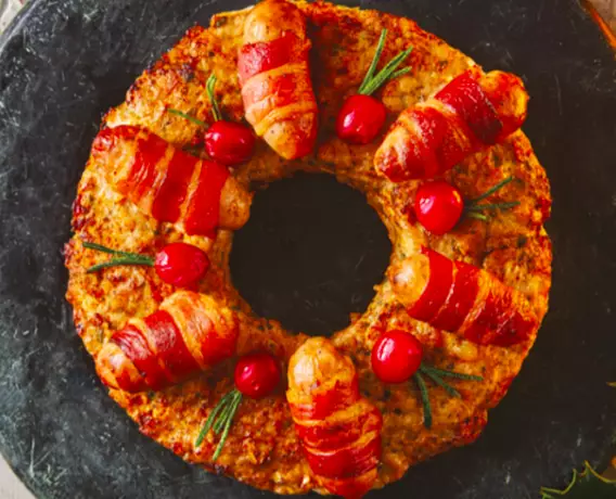 The Pigs In Blanket wreath is the perfect centrepiece (