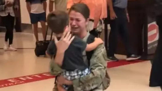 Military Mum Reunited With Toddler In Emotional Clip After Six-Month Deployment