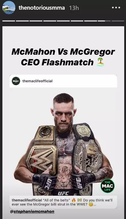 McGregor's post on social media, he wants the title and the CEO. Image: Instagram 
