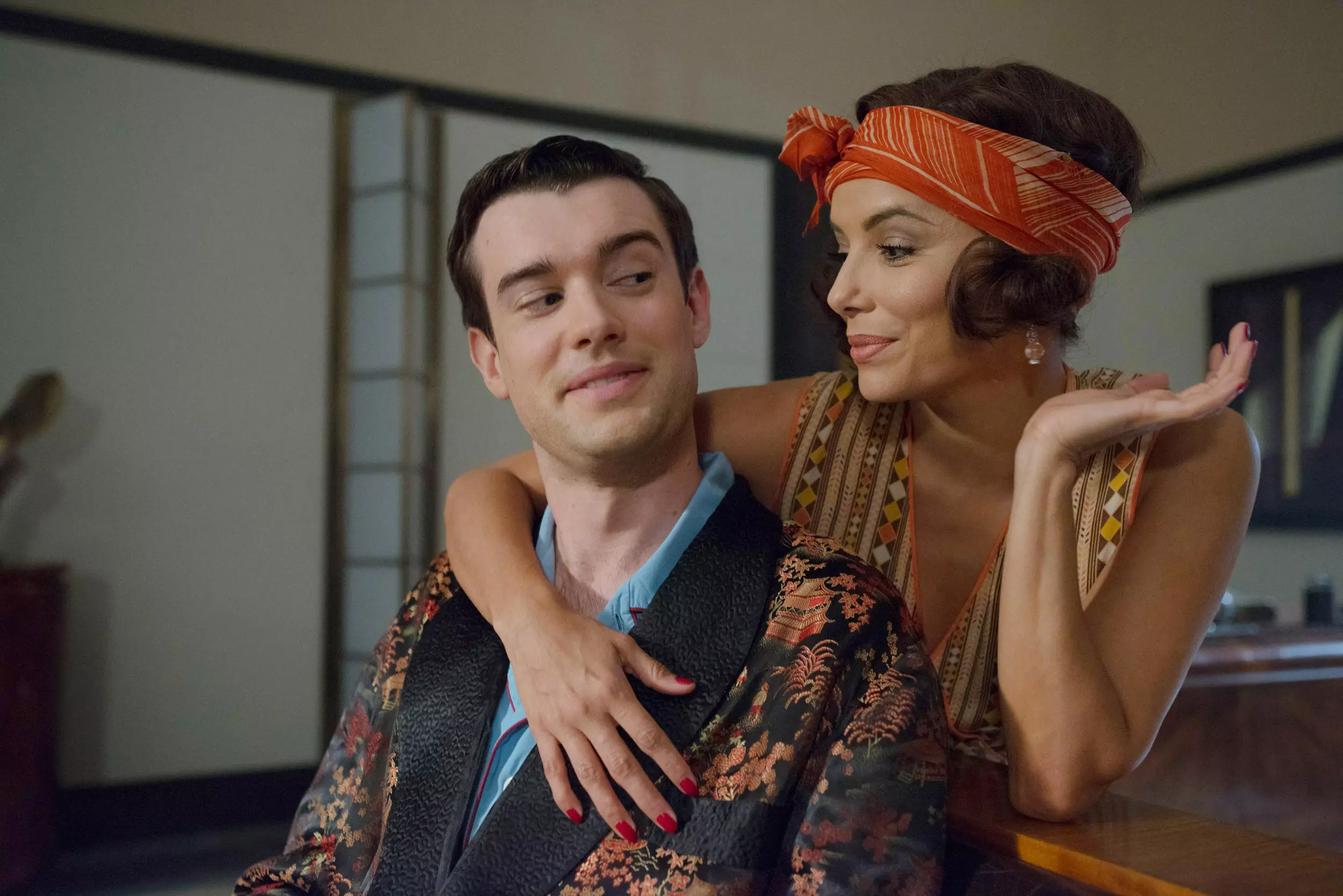Jack Whitehall and Eva Longoria filming Decline and Fall.