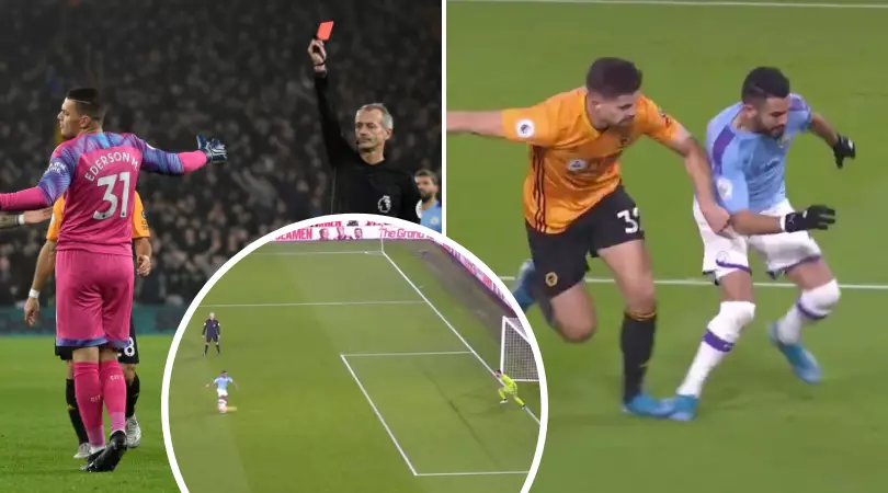 Manchester City Down To 10 Men Vs Wolves After Ederson Red Card
