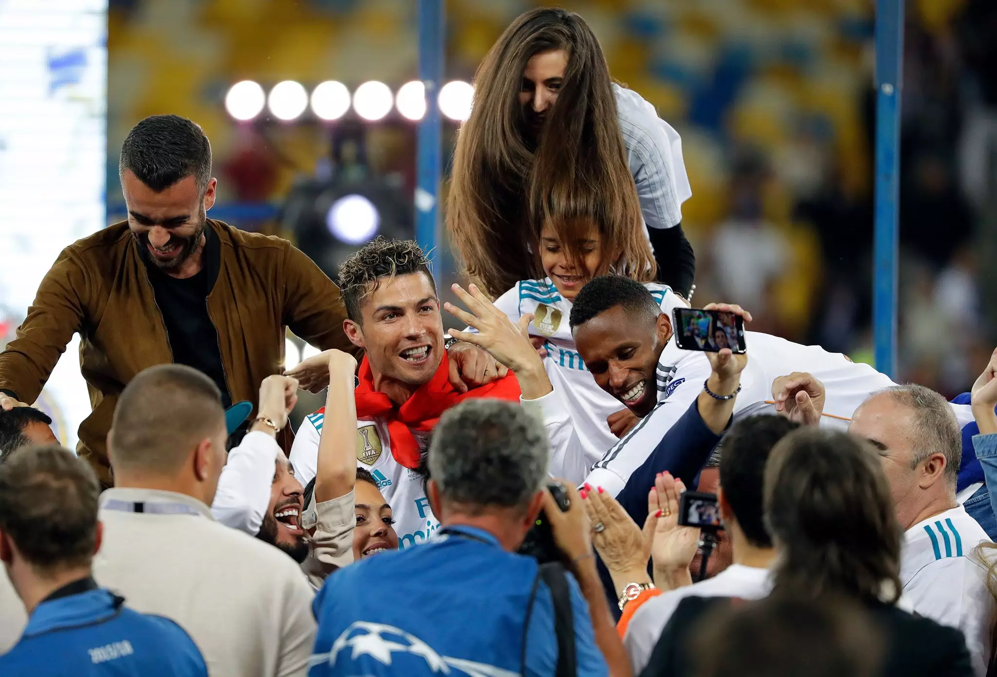 Ronaldo in celebratory mood. Image: PA